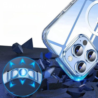 Coque magnétique transparente compatible MagSafe pour iPhone 15