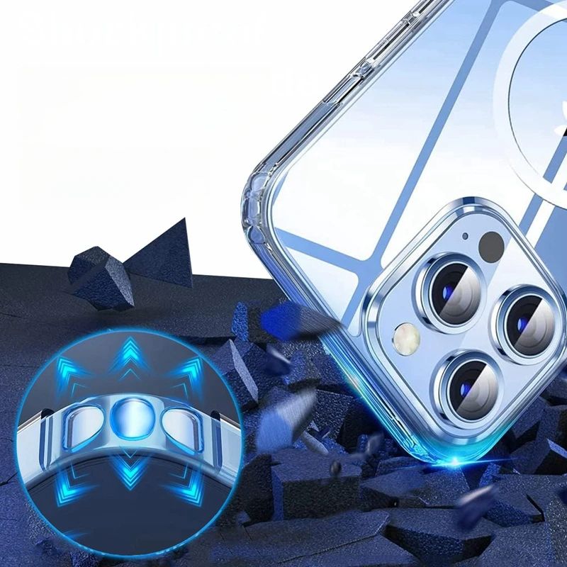 Coque magnétique transparente compatible MagSafe pour iPhone 15 Pro