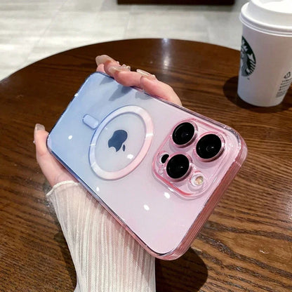 Coque Magnétique Transparente Souple Design Dégradé Élégant pour iPhone 15 Plus - Bleu