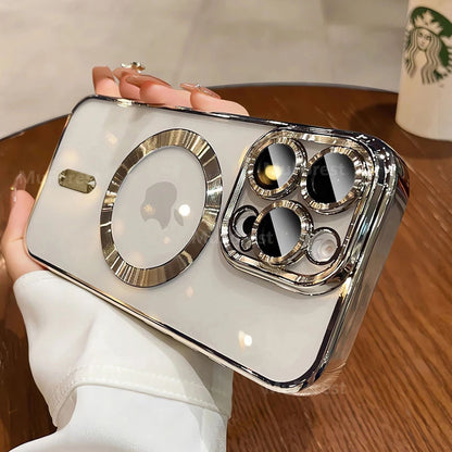 Coque Magnique Transparent Avec Anneau de Protection pour iPhone 14 Plus - Argent
