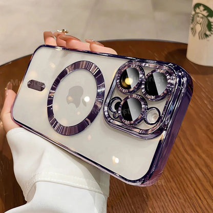 Coque Magnique Transparent Avec Anneau de Protection pour iPhone 14 Pro Max - Violet