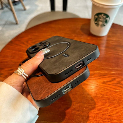 Coque Magsafe Magnétique Aspect Cuir pour iPhone 16