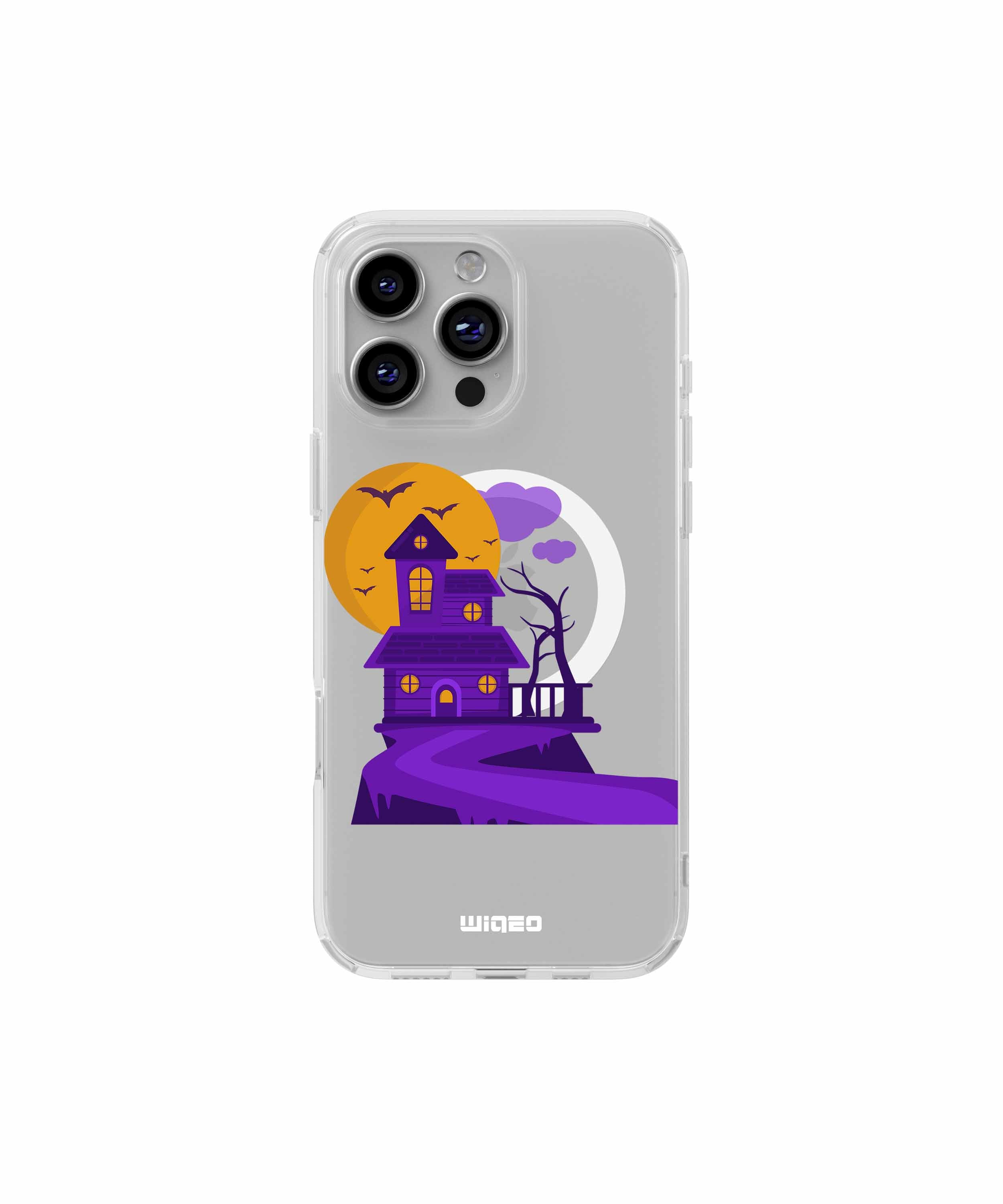 Coque maison hantée violette pour iPhone