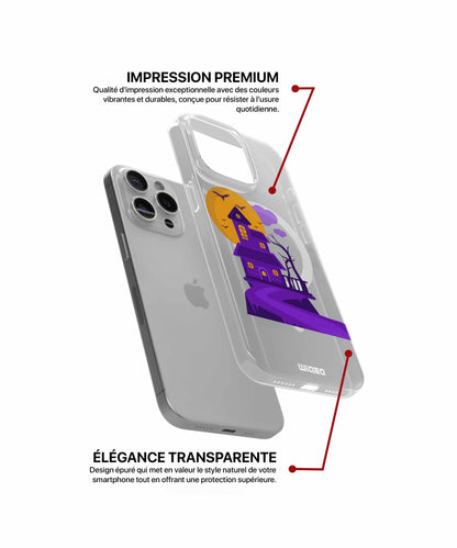 Coque maison hantée violette pour iPhone