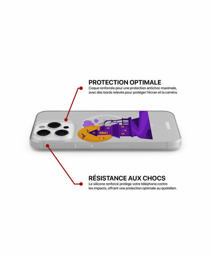 Coque maison hantée violette pour iPhone