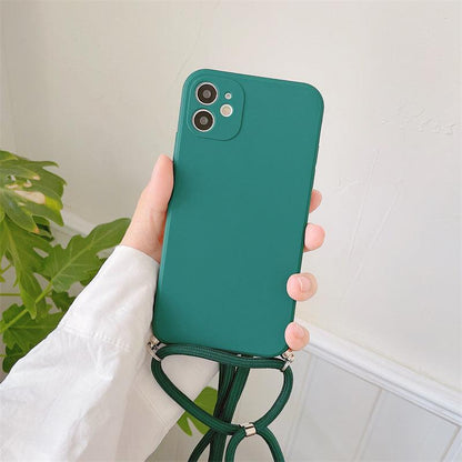 Coque Minimaliste en Silicone avec Sangle pour iPhone 16