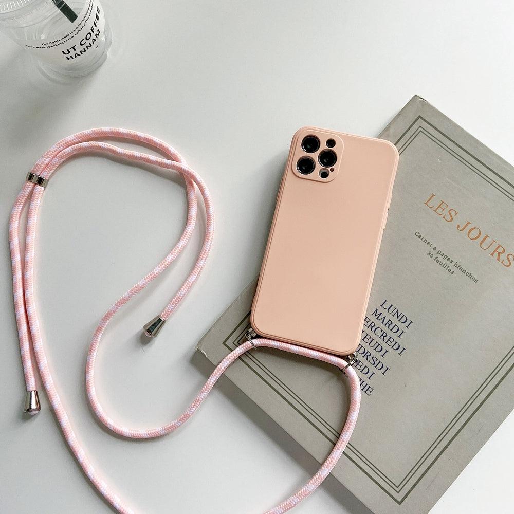 Coque Minimaliste en Silicone avec Sangle pour iPhone 16 Plus - Coque Wiqeo 10€-15€, Chaine, Coque, iPhone 16 Plus, Silicone Wiqeo, Déstockeur de Coques Pour iPhone