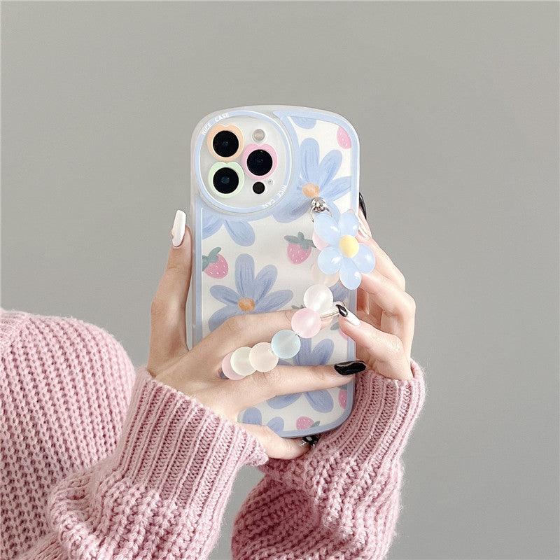 Coque Motif de Fleurs Avec Support en Perles pour iPhone 15 Plus - Coque Wiqeo 10€-15€, Chaine, Coque, iPhone 15 Plus, Silicone Wiqeo, Déstockeur de Coques Pour iPhone