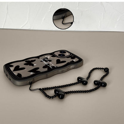 Coque Papillons et Cœurs avec Sangle pour iPhone 16 Pro Max