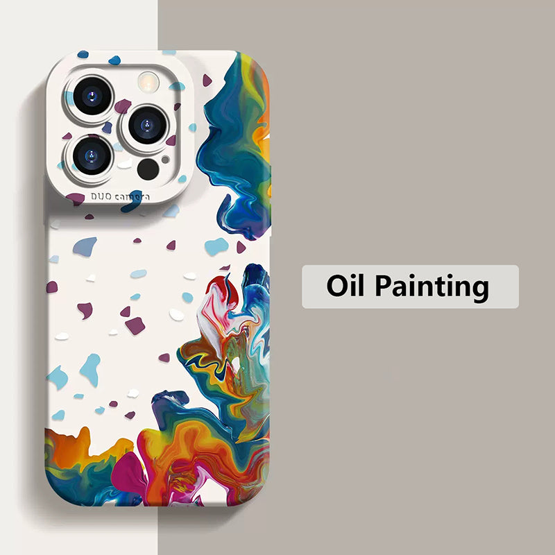 Coque Peinture à l'huile en Silicone pour iPhone 13