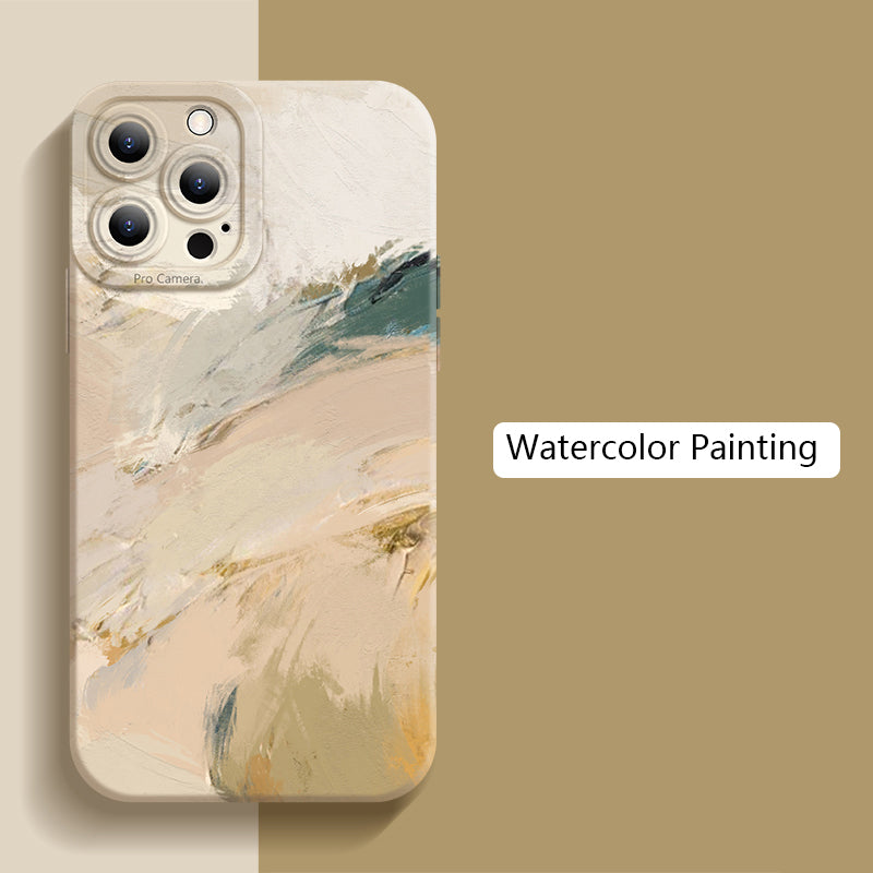 Coque Peinture Aquarelle en Silicone pour iPhone 14