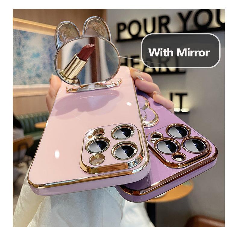 Coque Placage Luxe Avec Support et Miroir pour iPhone 16