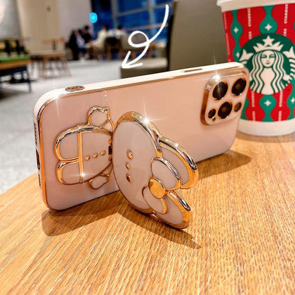 Coque Placage Luxe Avec Support et Miroir pour iPhone 16