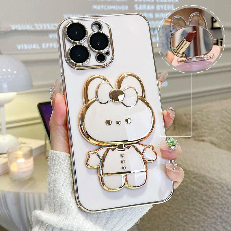 Coque Placage Luxe Avec Support et Miroir pour iPhone 16 Plus - Coque Wiqeo 10€-15€, Coque, iPhone 16 Plus, Support Wiqeo, Déstockeur de Coques Pour iPhone
