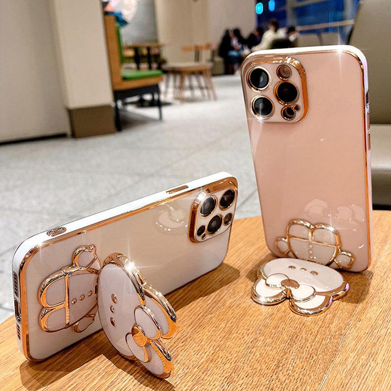 Coque Placage Luxe Avec Support et Miroir pour iPhone 16 Pro