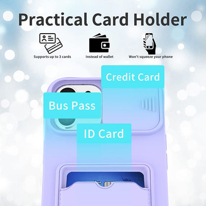 Coque Porte-carte en Silicone Avec Protection Coulissante pour iPhone 13 Pro