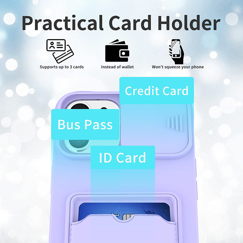 Coque Porte-carte en Silicone Avec Protection Coulissante pour iPhone 13 Pro