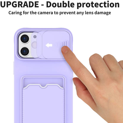 Coque Porte-carte en Silicone Avec Protection Coulissante pour iPhone 14 Pro Max