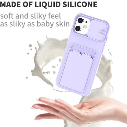 Coque Porte-carte en Silicone Avec Protection Coulissante pour iPhone 14 Pro Max