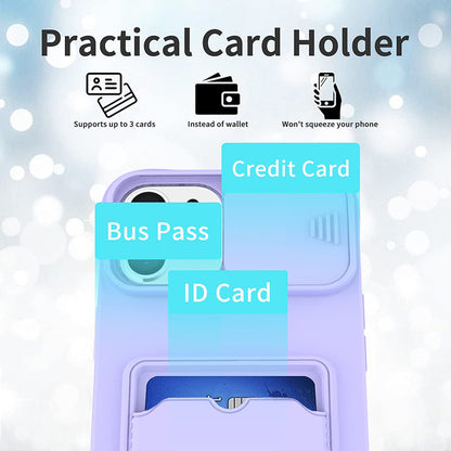 Coque Porte-carte en Silicone Avec Protection Coulissante pour iPhone 16