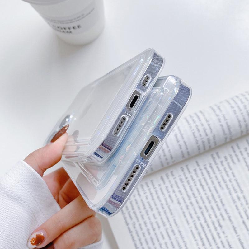 Coque Porte-carte Transparente en Cœurs pour iPhone 16 Plus