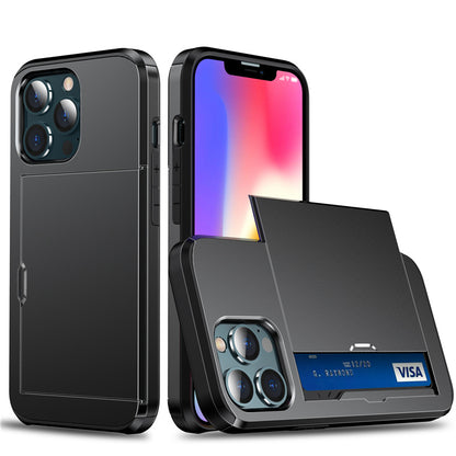 Coque Porte-cartes Armure Coulissante pour iPhone 14 Pro Max - Noir