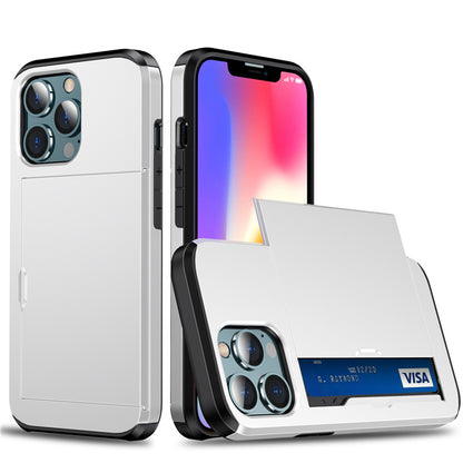 Coque Porte-cartes Armure Coulissante pour iPhone 14 Pro Max - Blanc