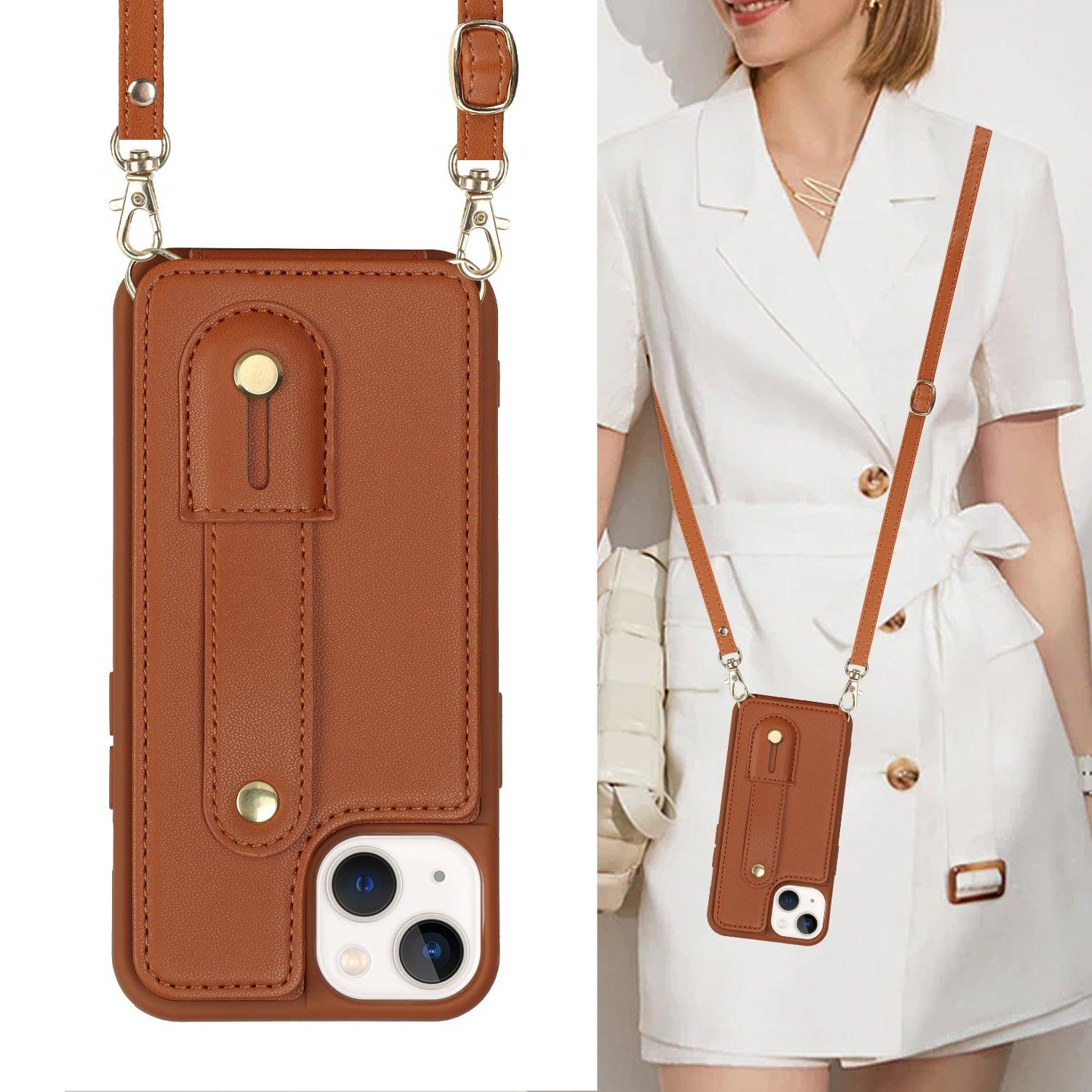 Coque Portefeuille Aspect Cuir avec Sangle pour iPhone 16 - Coque Wiqeo 15€-20€, Chaine, Coque, iPhone 16, Portefeuille Wiqeo, Déstockeur de Coques Pour iPhone