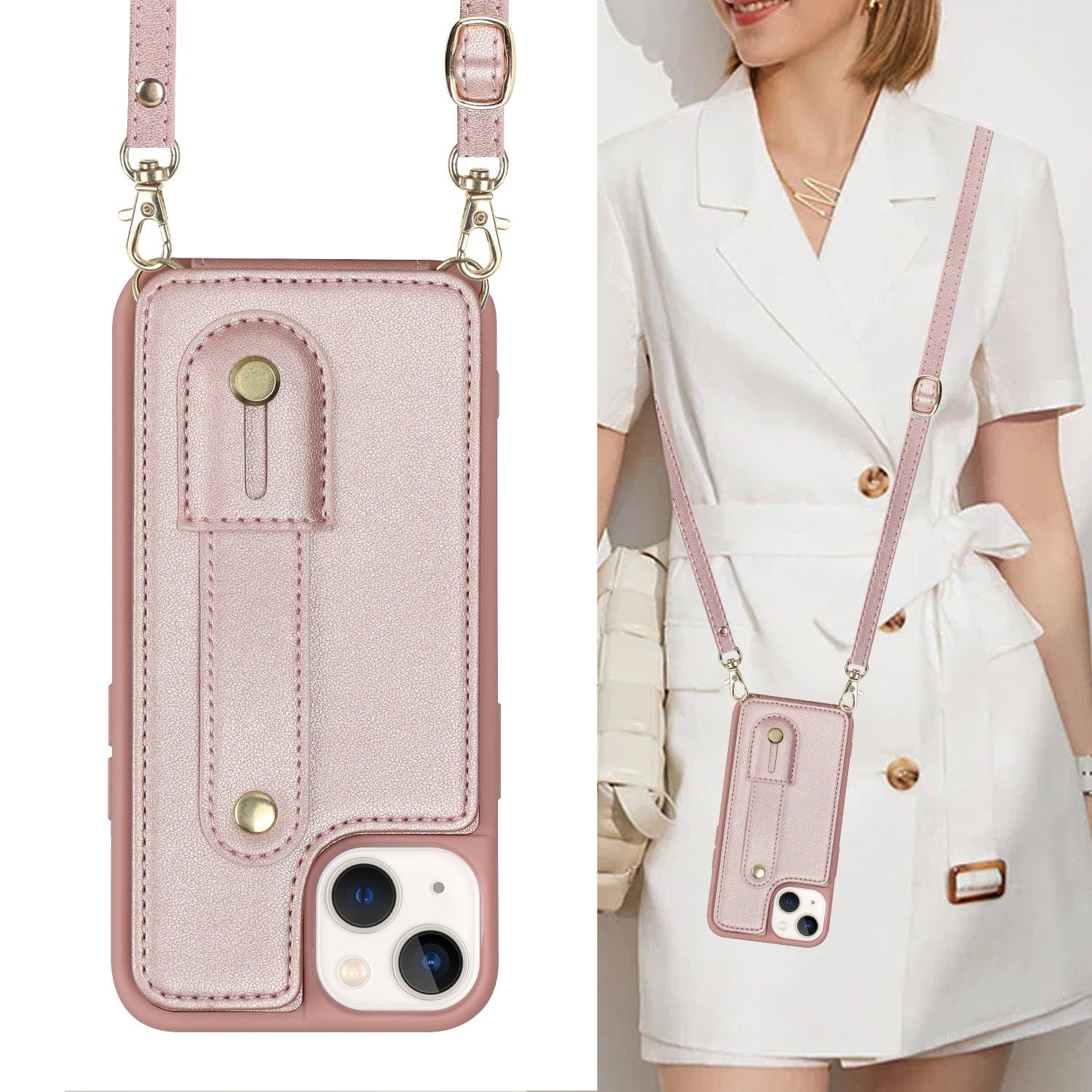 Coque Portefeuille Aspect Cuir avec Sangle pour iPhone 16 - Coque Wiqeo 15€-20€, Chaine, Coque, iPhone 16, Portefeuille Wiqeo, Déstockeur de Coques Pour iPhone