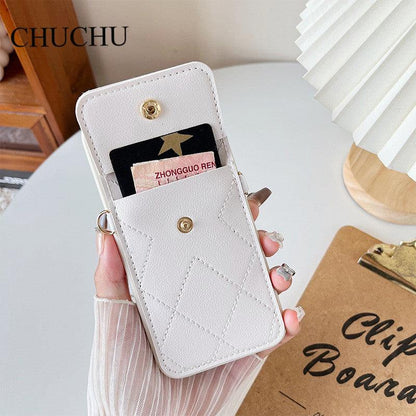 Coque Portefeuille Aspect Cuir en Diamant pour iPhone 16