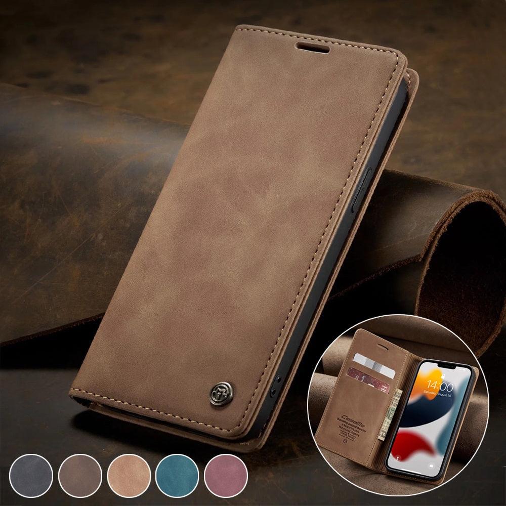 Coque Portefeuille Magnétique Aspect Cuir pour iPhone 16 Pro Max