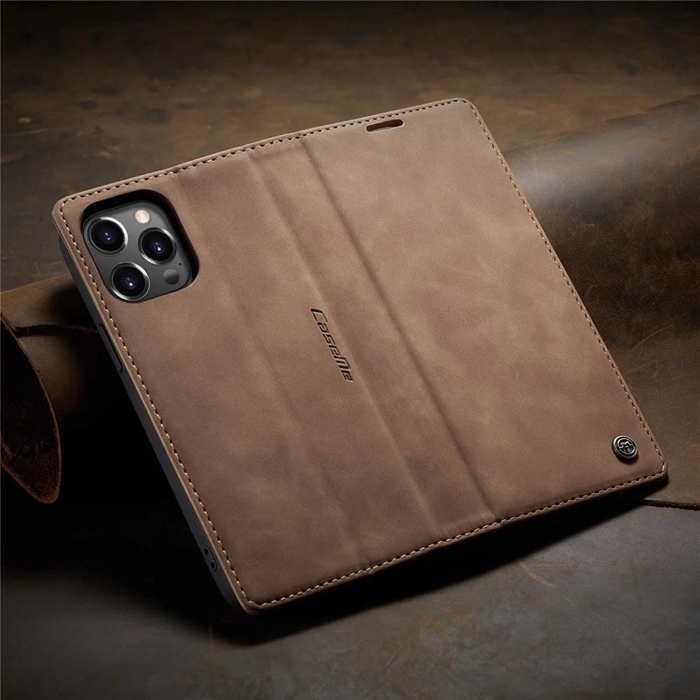 Coque Portefeuille Magnétique Aspect Cuir pour iPhone 16 Pro Max