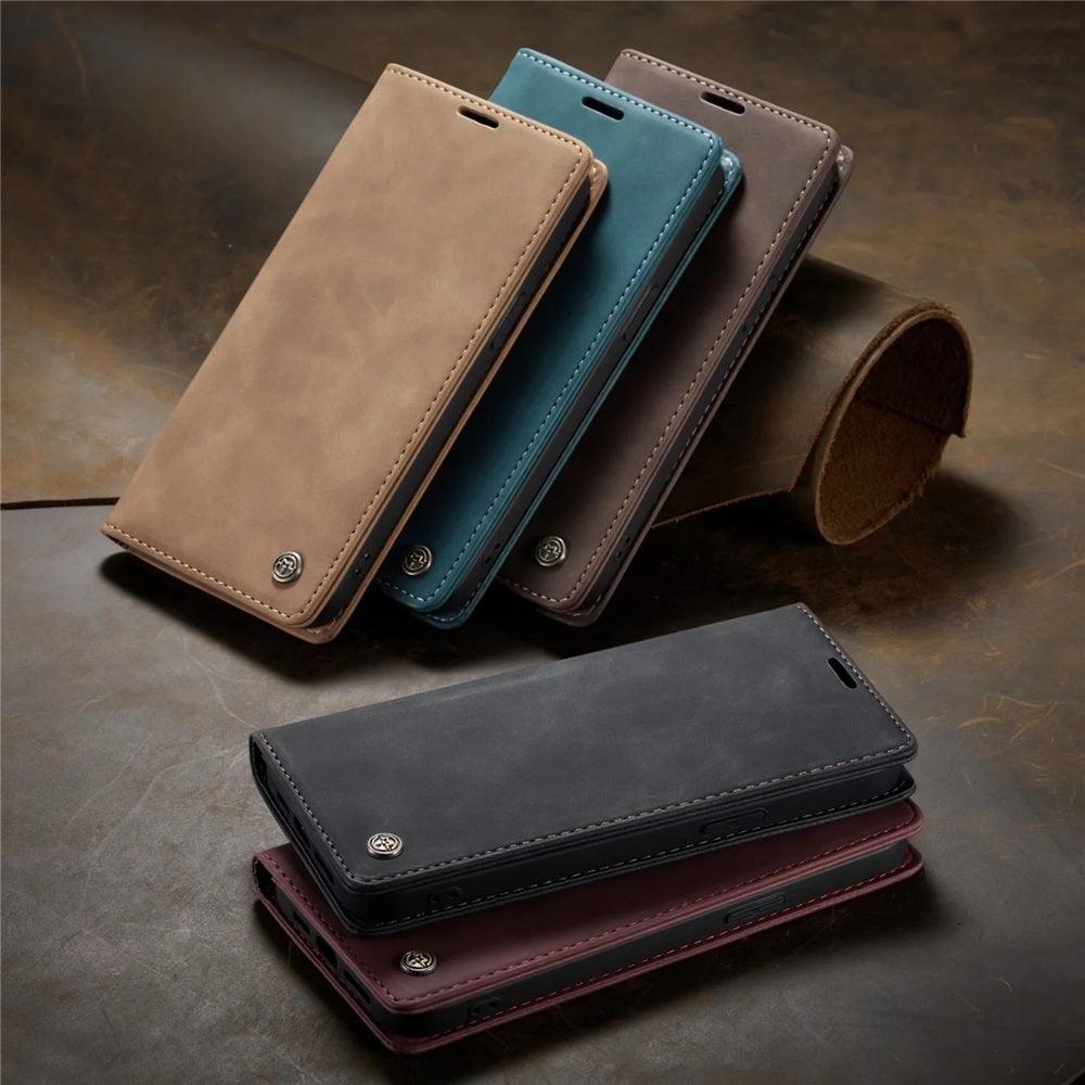Coque Portefeuille Magnétique Aspect Cuir pour iPhone 16 Pro Max