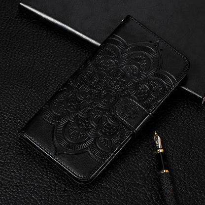 Coque Portefeuille Motif à Fleurs pour iPhone 16 - Noir