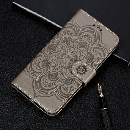 Coque Portefeuille Motif à Fleurs pour iPhone 15 - Gris
