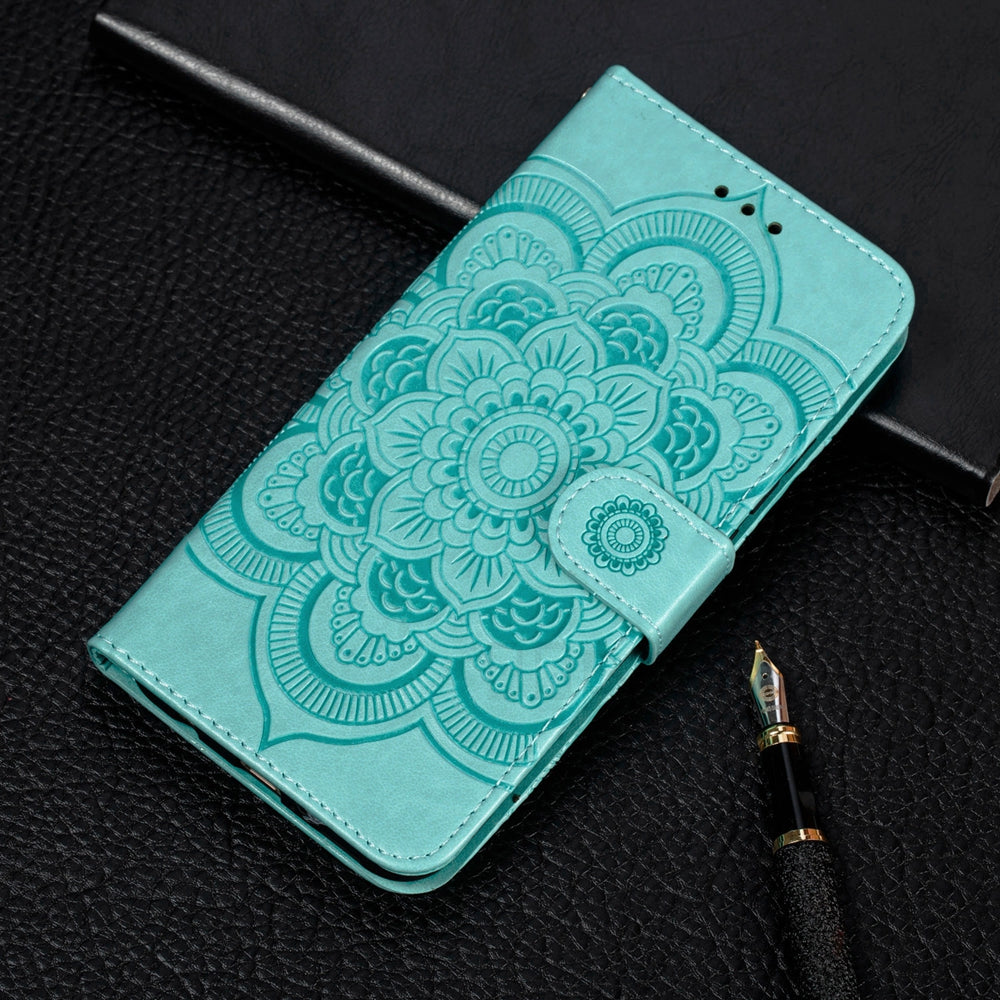 Coque Portefeuille Motif à Fleurs pour iPhone 15 - Bleu Ciel