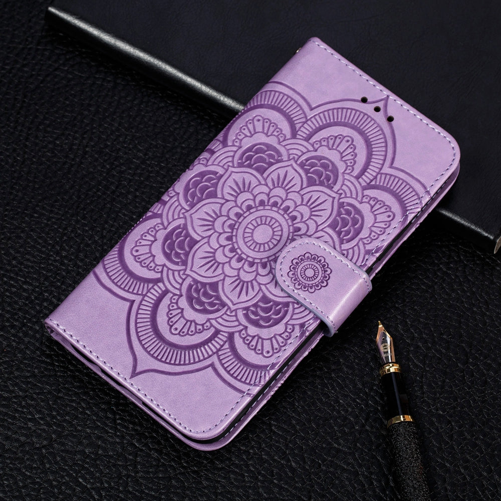 Coque Portefeuille Motif à Fleurs pour iPhone 15 - Violet