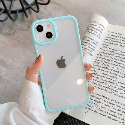 Coque Protection Silicone Antichoc avec Bordures en Couleurs pour iPhone 12 Pro - Bleu Clair