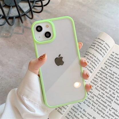 Coque Protection Silicone Antichoc avec Bordures en Couleurs pour iPhone 14 Plus - Vert Clair
