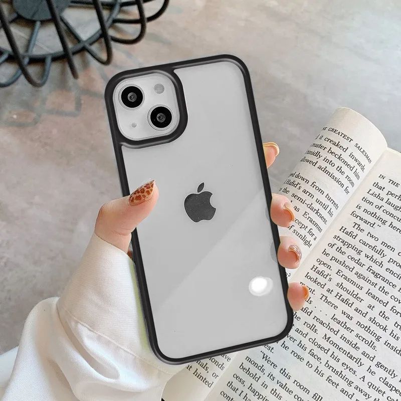 Coque Protection Silicone Antichoc avec Bordures en Couleurs pour iPhone 14 Pro Max - Noir