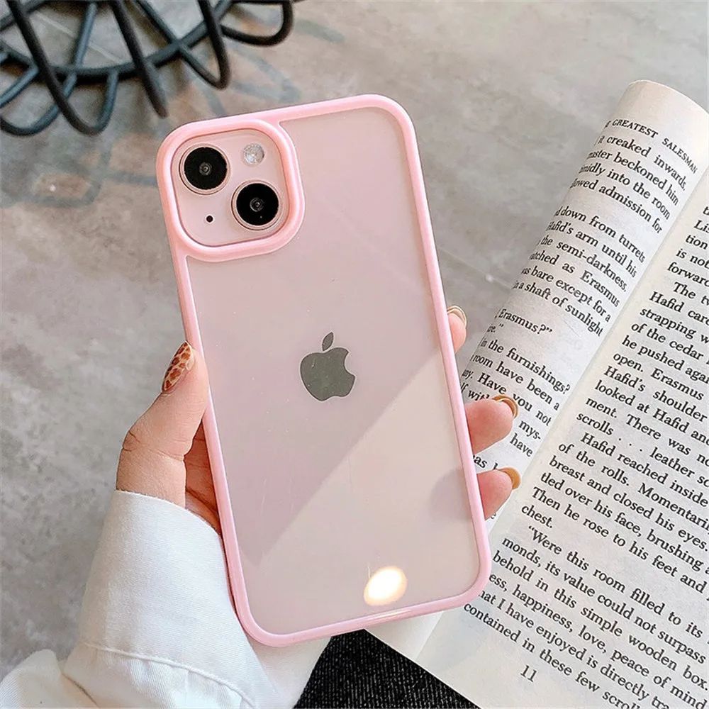 Coque Protection Silicone Antichoc avec Bordures en Couleurs pour iPhone 14 Pro Max - Rose