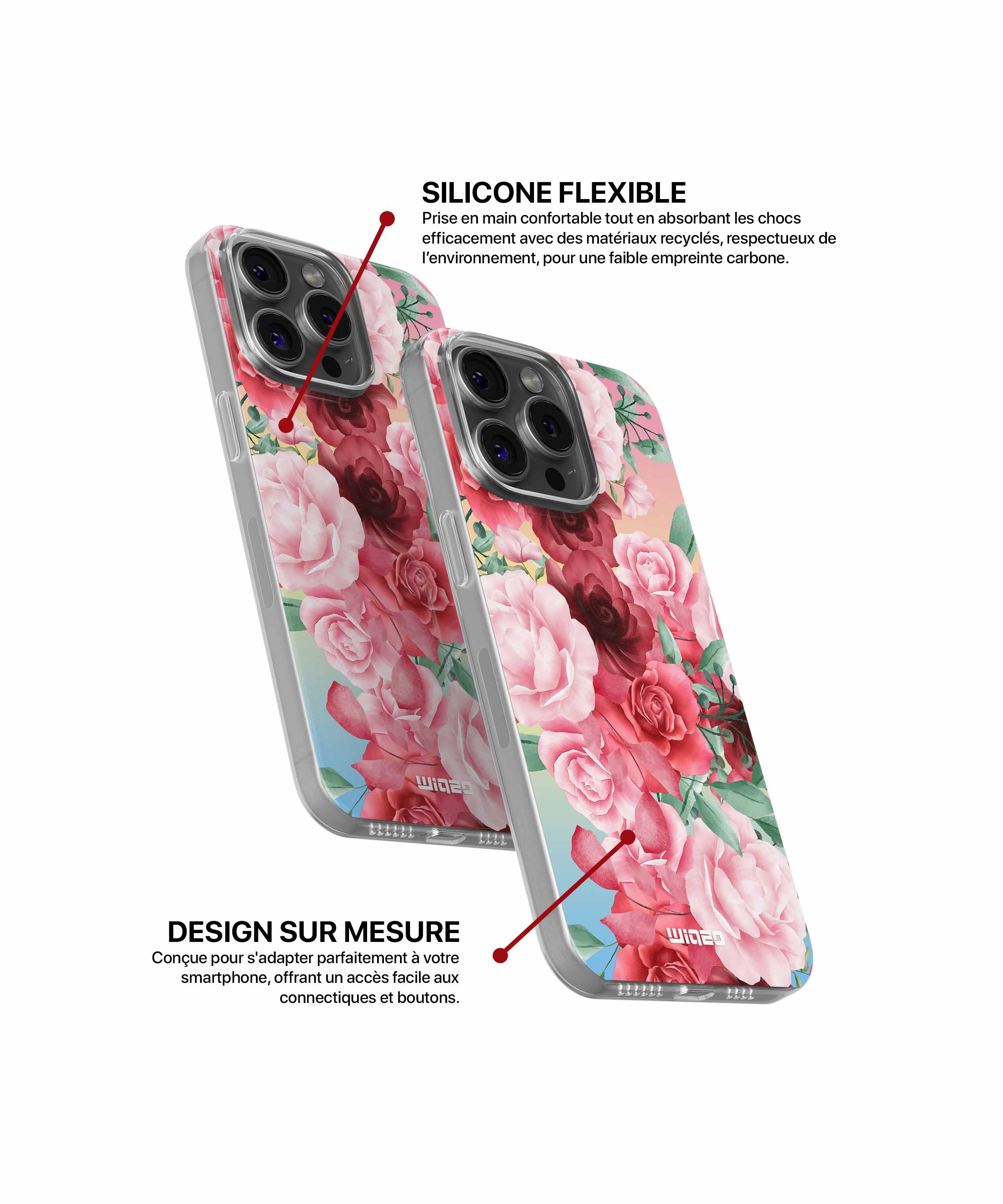 Coque roses poétiques pour iPhone