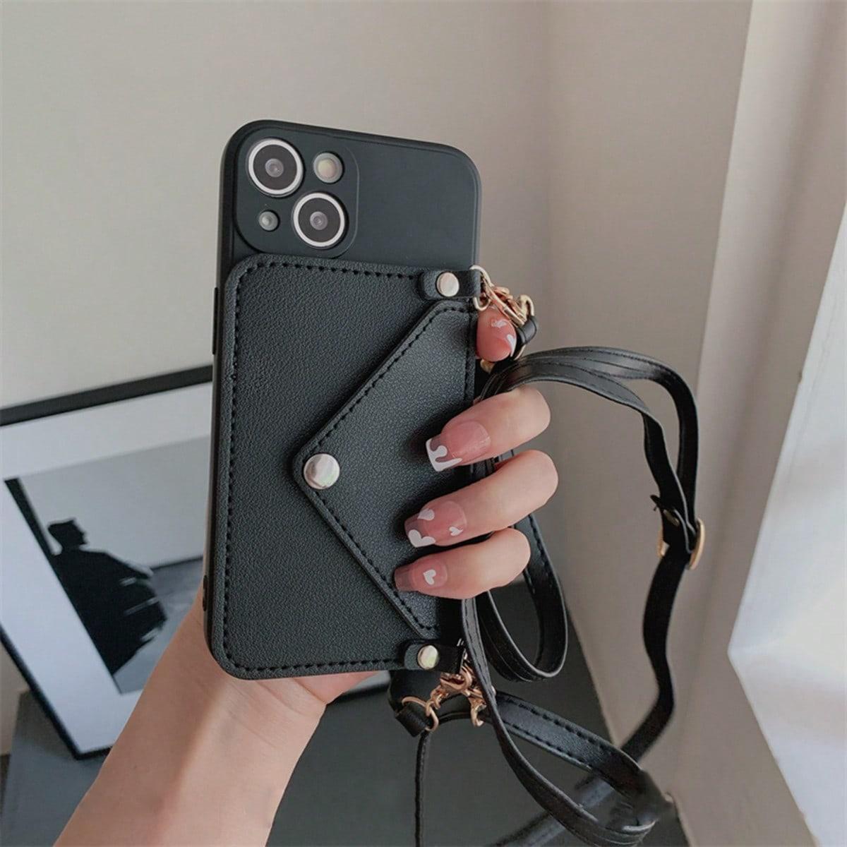 Coque Sac Portefeuille Avec Sangle pour iPhone 14 Plus - Coque Wiqeo 15€-20€, Chaine, Coque, Cuir, iPhone 14 Plus, Portefeuille, Silicone Wiqeo, Déstockeur de Coques Pour iPhone