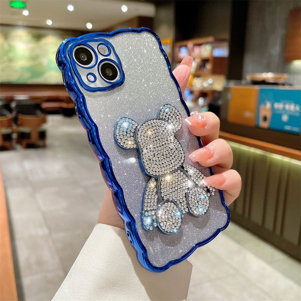 Coque Scintillante en Strass pour iPhone 15 - Bleu Cobalt