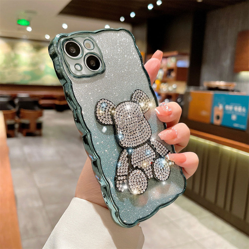 Coque Scintillante en Strass pour iPhone 15 - Vert