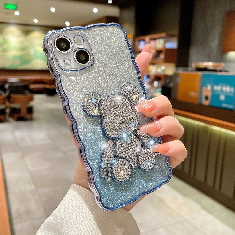 Coque Scintillante en Strass pour iPhone 15 - Bleu Clair
