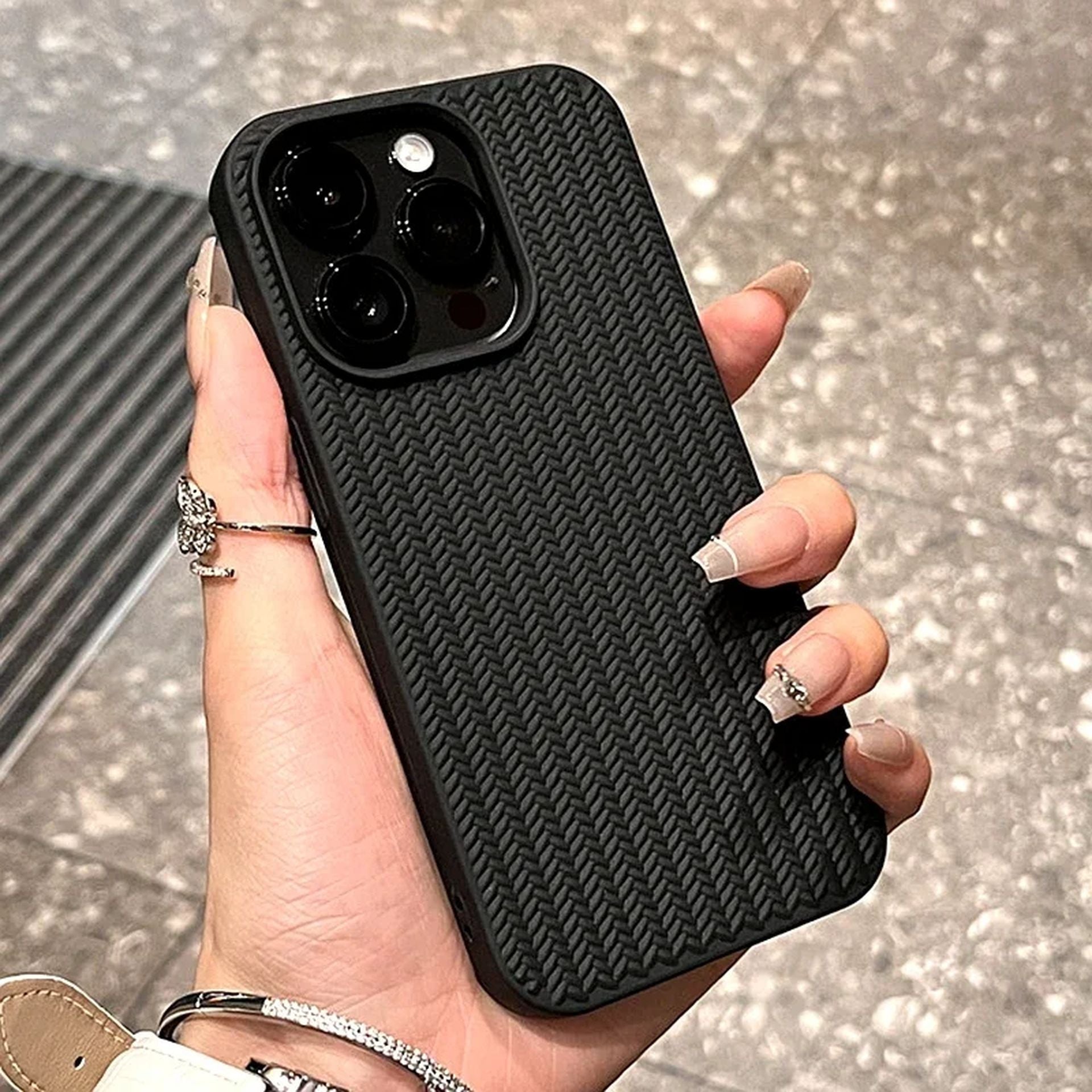 Coque Silicone Flexible Texturée Design Élégant pour iPhone 13 Pro Max