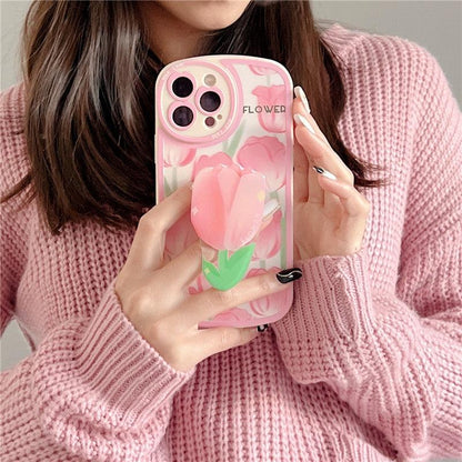 Coque Support de Fleur Anneau pour iPhone 16 Plus