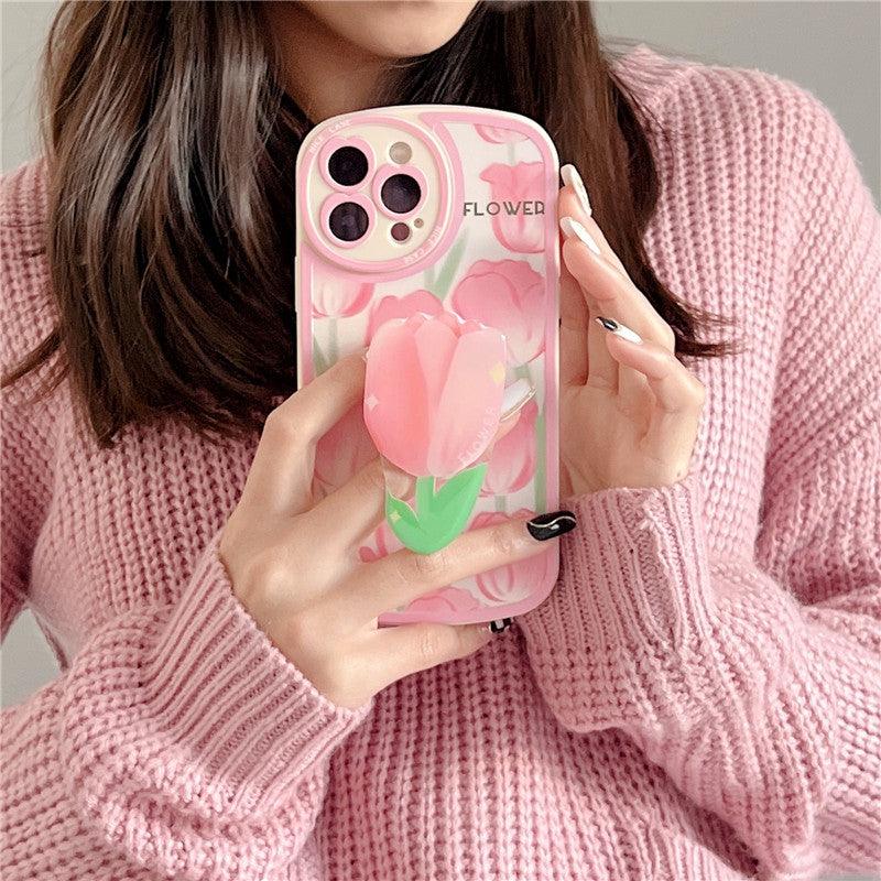 Coque Support de Fleur Anneau pour iPhone 16 Plus