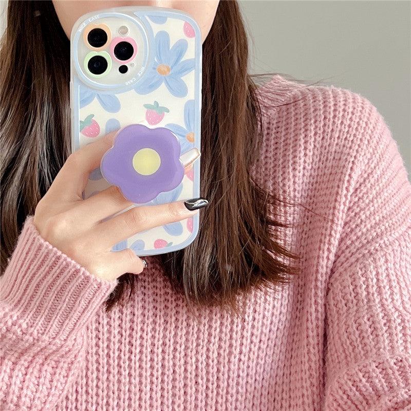 Coque Support de Fleur Anneau pour iPhone 16 Plus